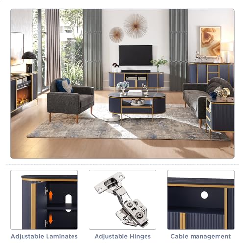 Luxury Navy Blue Fluted 70" TV Stand