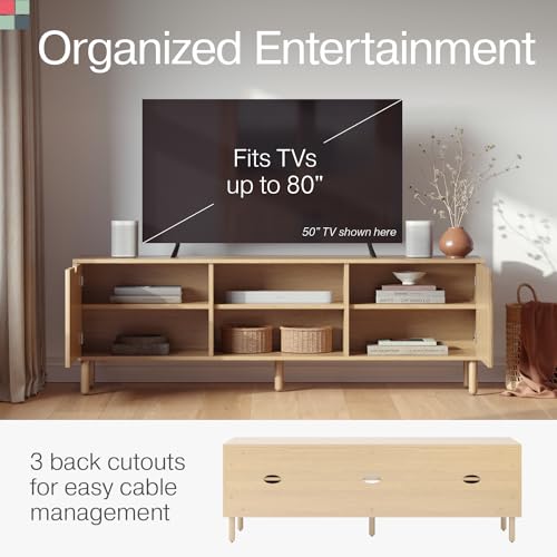 Modern Fluted 70" TV Stand with Storage