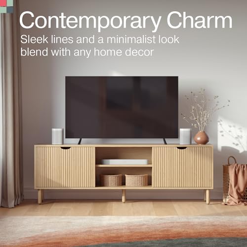 Modern Fluted 70" TV Stand with Storage