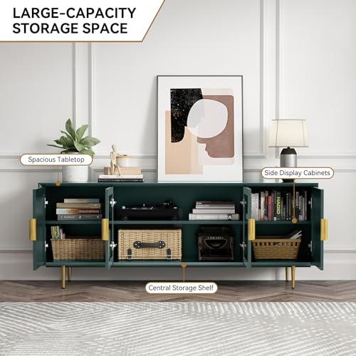 Modern Glass Door TV Stand for 70-inch TVs