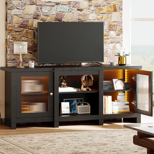 Black 65-Inch TV Stand with LED Features