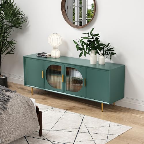 Modern Glass Door TV Stand for 70-inch TVs