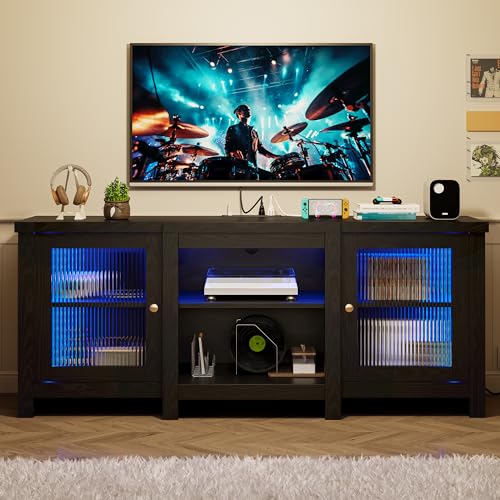 Black 65-Inch TV Stand with LED Features