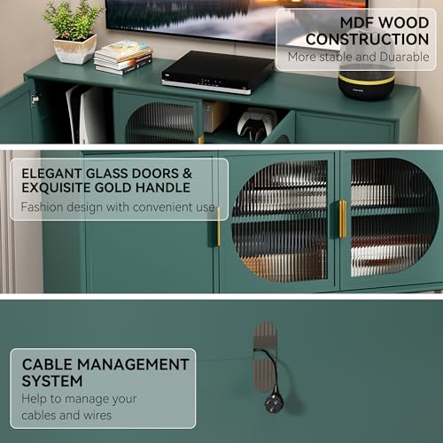 Modern Glass Door TV Stand for 70-inch TVs