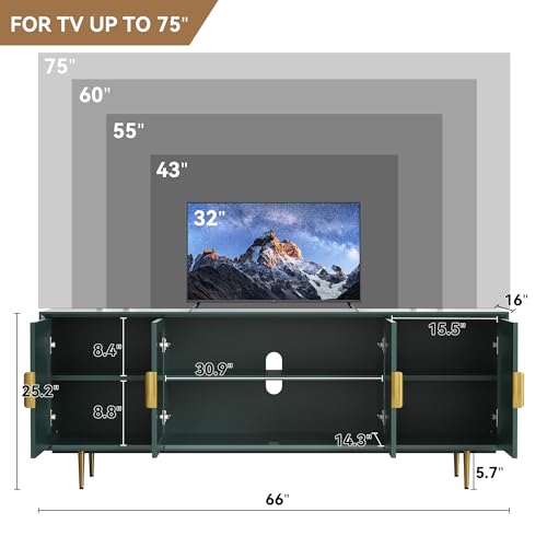 Modern Glass Door TV Stand for 70-inch TVs