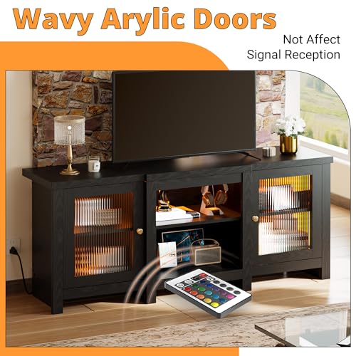 Black 65-Inch TV Stand with LED Features