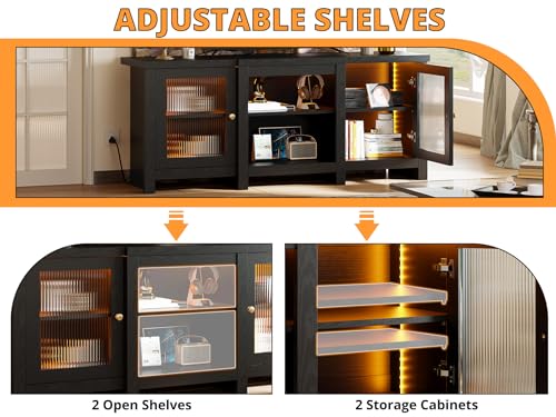 Black 65-Inch TV Stand with LED Features