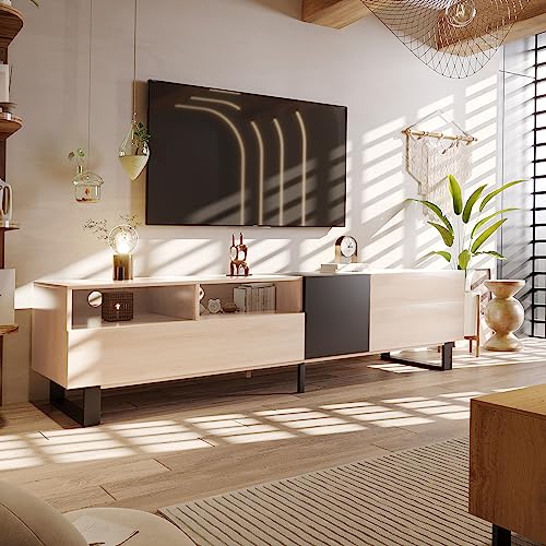 Modern Wooden TV Stand with Open Shelves