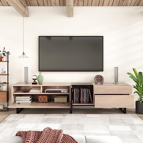 Modern Wooden TV Stand with Open Shelves