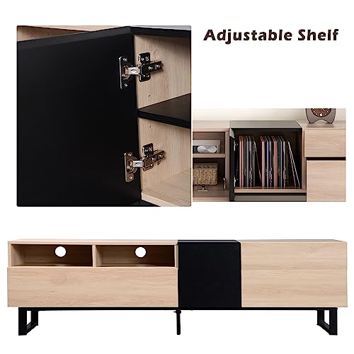 Modern Wooden TV Stand with Open Shelves