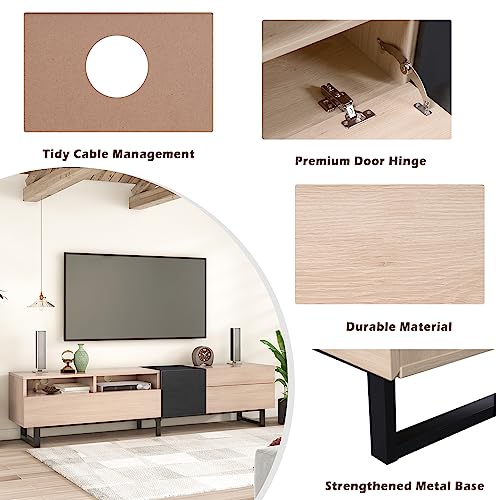 Modern Wooden TV Stand with Open Shelves