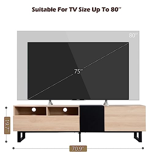 Modern Wooden TV Stand with Open Shelves