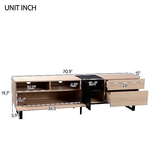 Modern Wooden TV Stand with Open Shelves