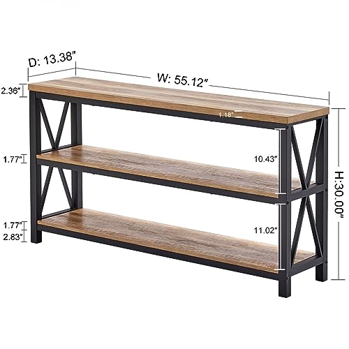 FATORRI Rustic Industrial Console Table with Shelves