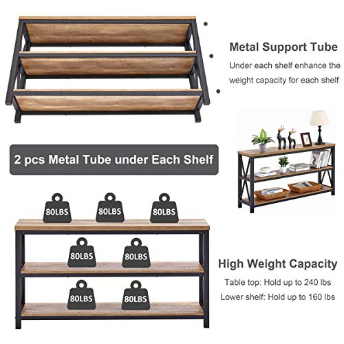 FATORRI Rustic Industrial Console Table with Shelves