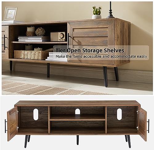 Mid Century Modern 65" TV Stand with Storage