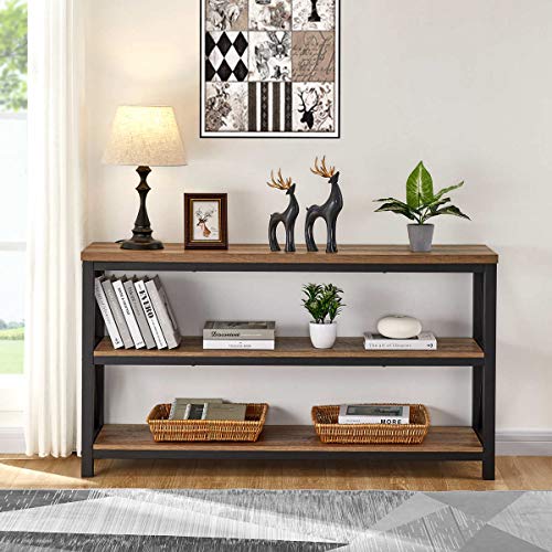 FATORRI Rustic Industrial Console Table with Shelves