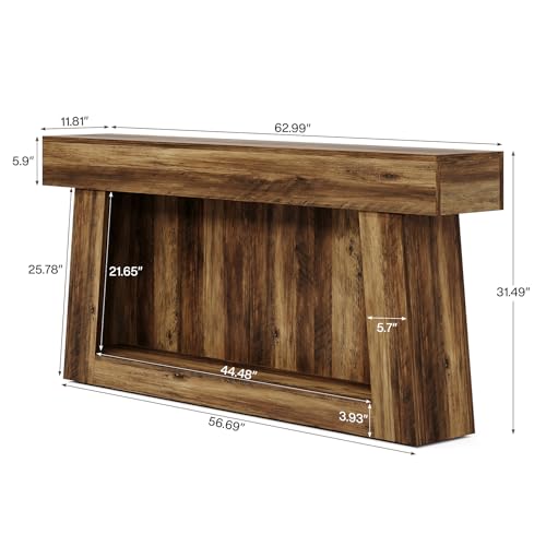 Rustic 63" Farmhouse Console Table with Storage