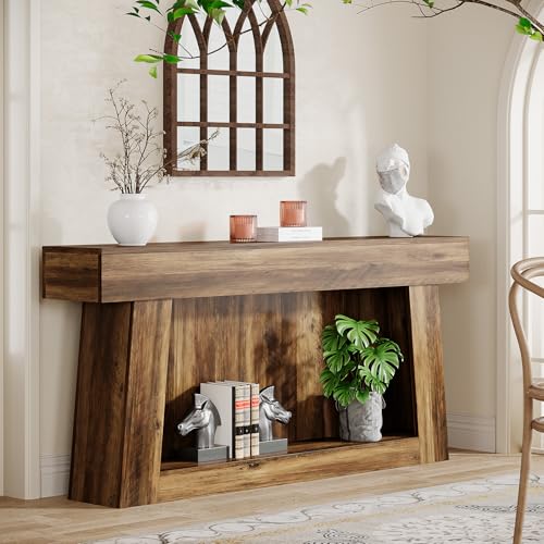 Rustic 63" Farmhouse Console Table with Storage