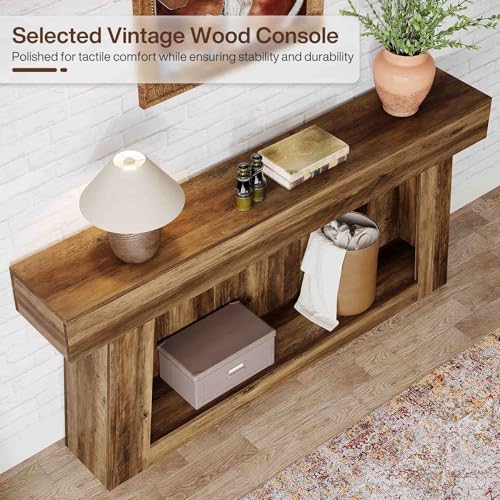 Rustic 63" Farmhouse Console Table with Storage