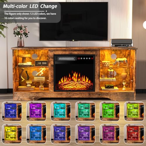 Pretzi 58" LED Fireplace TV Stand with Storage