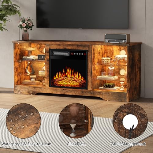 Pretzi 58" LED Fireplace TV Stand with Storage