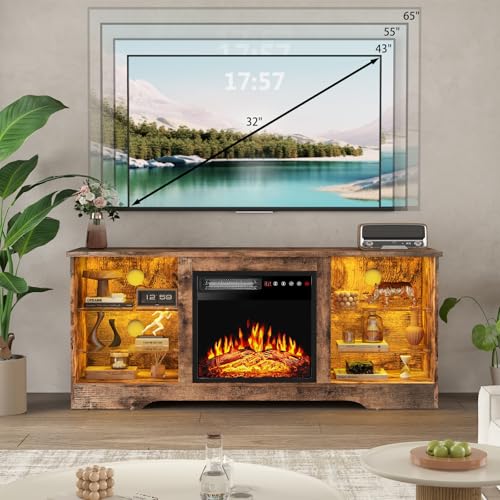 Pretzi 58" LED Fireplace TV Stand with Storage