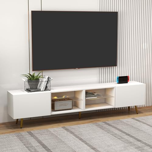 Bonzy Home 86" Modern LED TV Stand, White