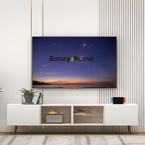 Bonzy Home 86" Modern LED TV Stand, White
