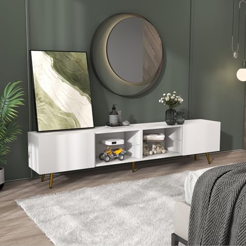 Bonzy Home 86" Modern LED TV Stand, White