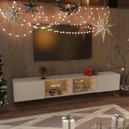 Bonzy Home 86" Modern LED TV Stand, White