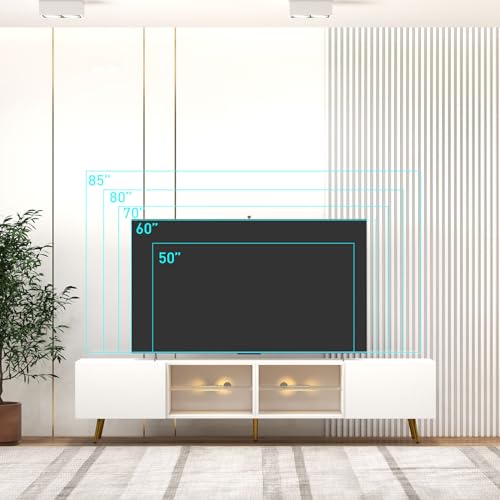 Bonzy Home 86" Modern LED TV Stand, White