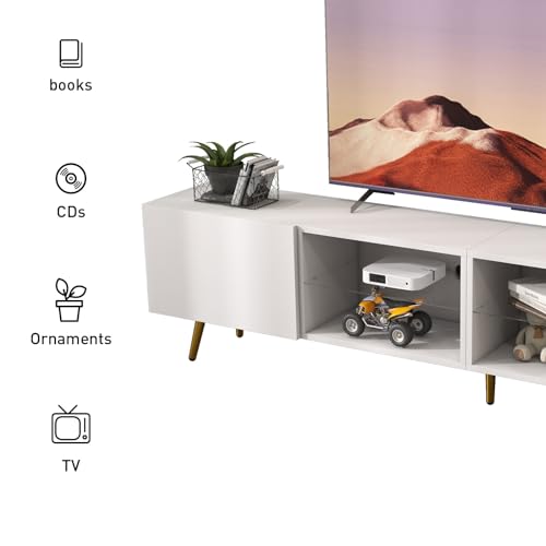 Bonzy Home 86" Modern LED TV Stand, White