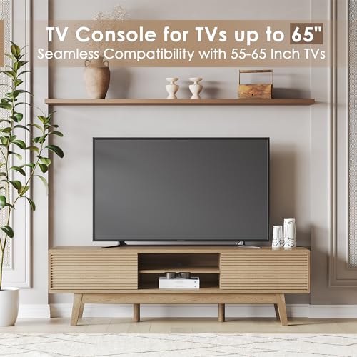 Mid Century Modern TV Console in Light Oak