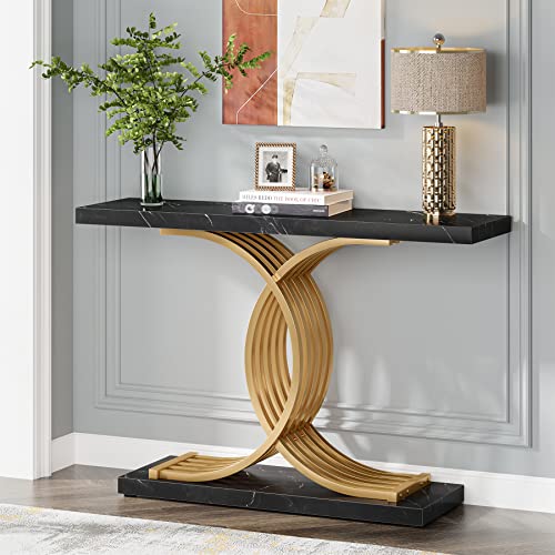 Tribesigns Gold Modern Console Table with Geometric Legs
