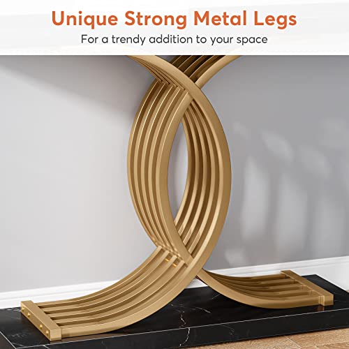 Tribesigns Gold Modern Console Table with Geometric Legs