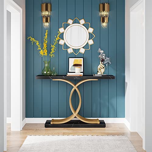 Tribesigns Gold Modern Console Table with Geometric Legs