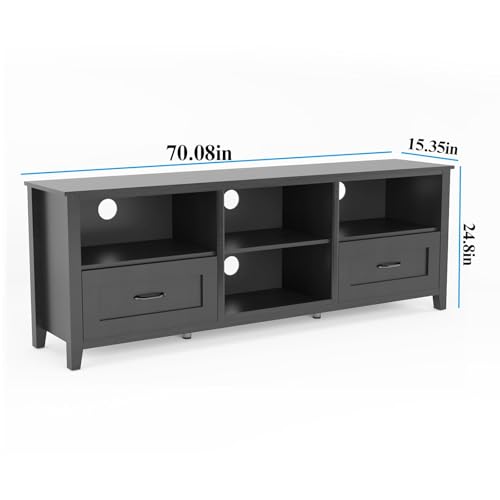 70-Inch TV Stand with Drawers and Media Storage