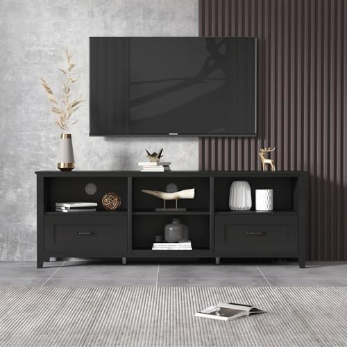 70-Inch TV Stand with Drawers and Media Storage