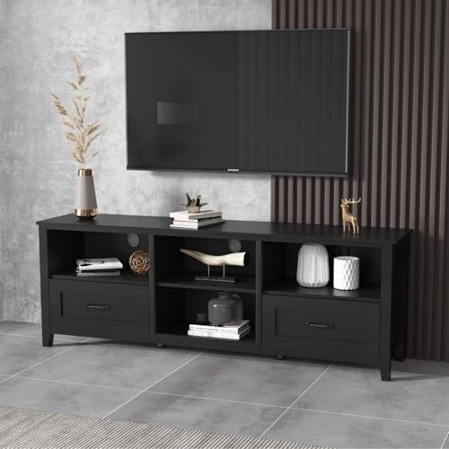 70-Inch TV Stand with Drawers and Media Storage