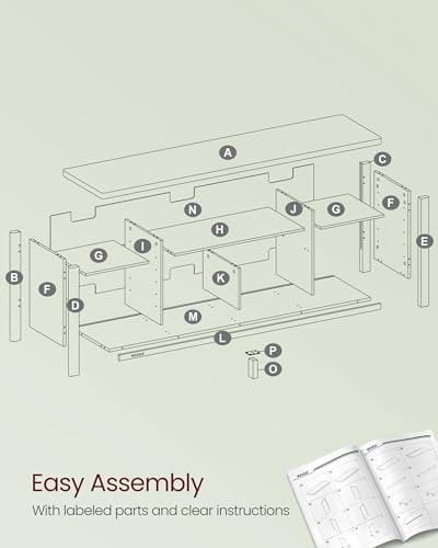 VASAGLE 70-Inch TV Stand with Storage Shelves