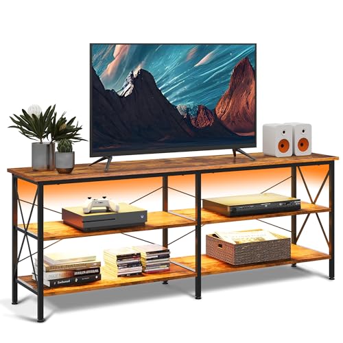 Rustic Brown LED TV Stand for 70 Inch TV