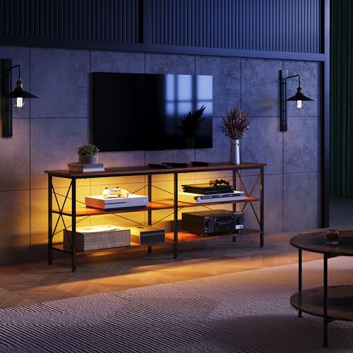 Rustic Brown LED TV Stand for 70 Inch TV