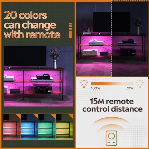 Rustic Brown LED TV Stand for 70 Inch TV