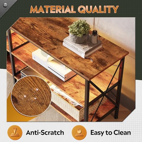 Rustic Brown LED TV Stand for 70 Inch TV