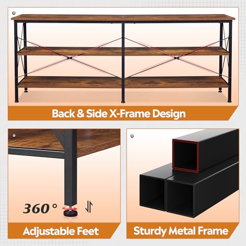 Rustic Brown LED TV Stand for 70 Inch TV