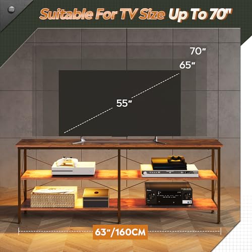 Rustic Brown LED TV Stand for 70 Inch TV