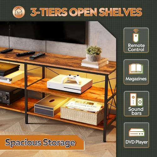 Rustic Brown LED TV Stand for 70 Inch TV