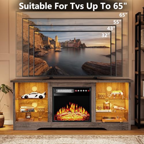 Modern Fireplace TV Stand for TVs up to 68