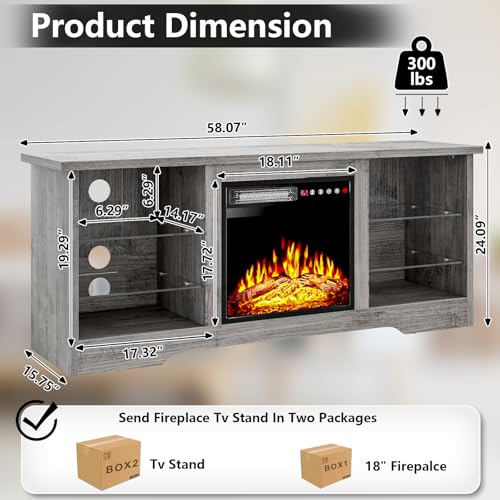 Modern Fireplace TV Stand for TVs up to 68